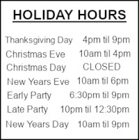 Holiday Hours Table